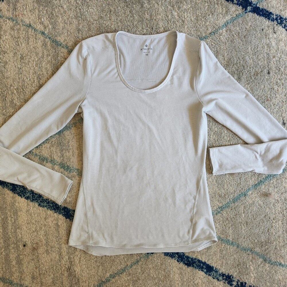 Athleta Active Longsleeve Striped Top || XS || EUC - Picture 2 of 11